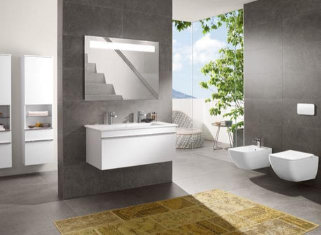 Villeroy & Boch Venticello Hochschrank 404 mm Glossy White – 1 Tür, 2 Auszüge, links
