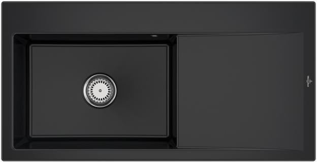 Villeroy & Boch Einbauspüle Subway Style 60 in Ebony CeramicPlus, 1000x510mm, Keramik, mit Abtropffläche