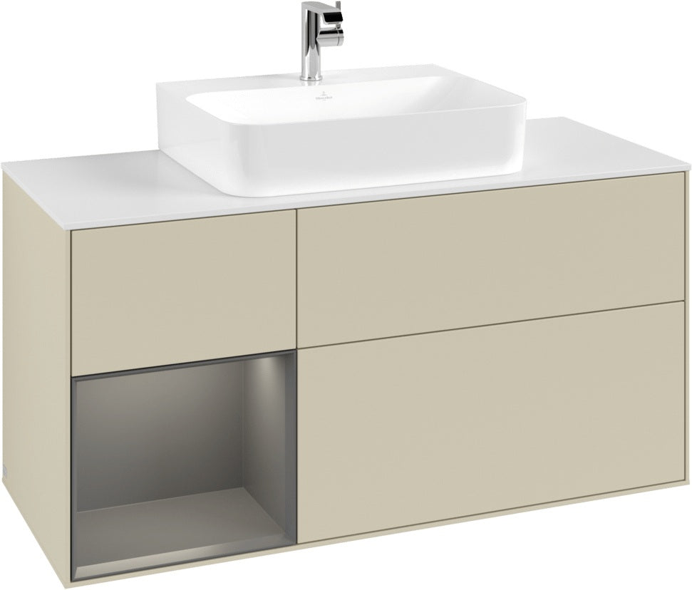 Villeroy & Boch Finion Waschtischunterschrank G161G 1200 mm Glossy White Lacquer mit LED-Beleuchtung