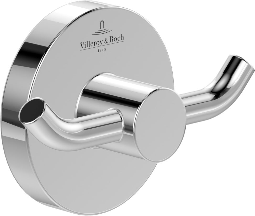 Villeroy & Boch Elements - Tender Doppel-Handtuchhaken, rund, Chrom, 76 mm, verdeckte Befestigung