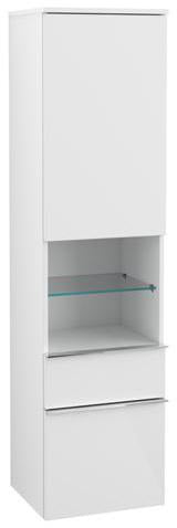 Villeroy & Boch Venticello Hochschrank 404 mm Glossy White – 1 Tür, 2 Auszüge, links