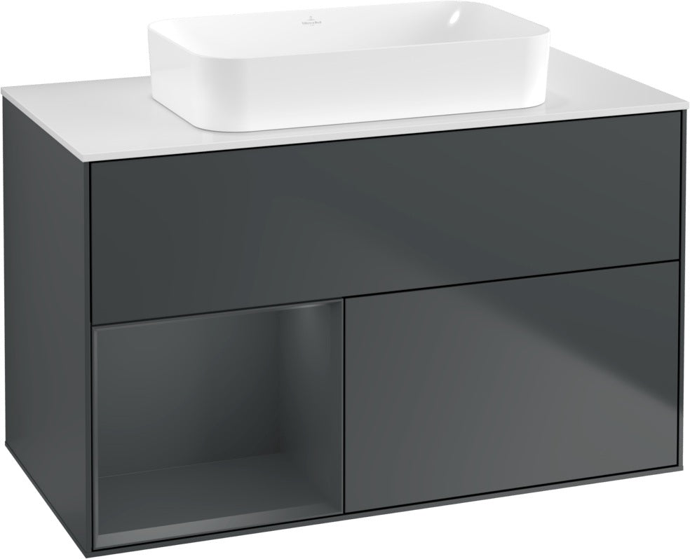 Villeroy & Boch Finion Waschtischunterschrank 1000 mm Glossy White Lacquer – mit LED-Beleuchtung & SoftClosing