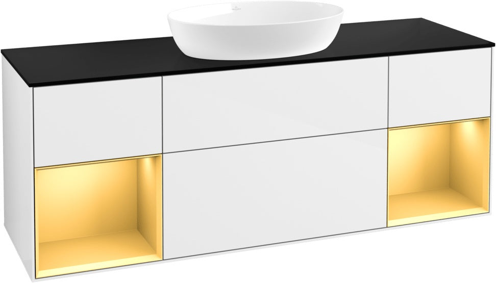 Villeroy & Boch Finion Waschtischunterschrank 1600 mm Glossy White Lacquer mit Beleuchtung