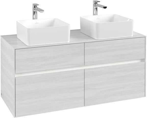 Villeroy & Boch Collaro Waschtischunterschrank 1200 mm Truffle Grey mit LED-Beleuchtung und 4 Auszügen