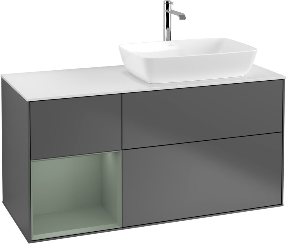 Villeroy & Boch Finion Waschbeckenunterschrank 1200 mm Glossy White Lacquer mit Beleuchtung