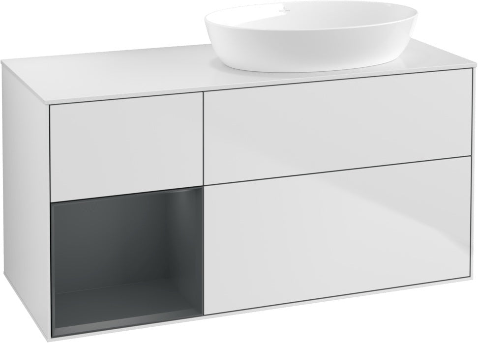 Villeroy & Boch Finion Waschtischunterschrank 1200 mm Glossy White Lacquer mit Beleuchtung