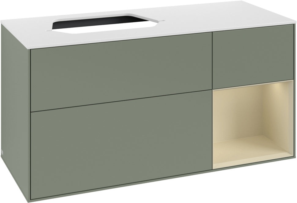 Villeroy & Boch Waschtischunterschrank Finion F401G 1200 mm Glossy White Lacquer mit Beleuchtung