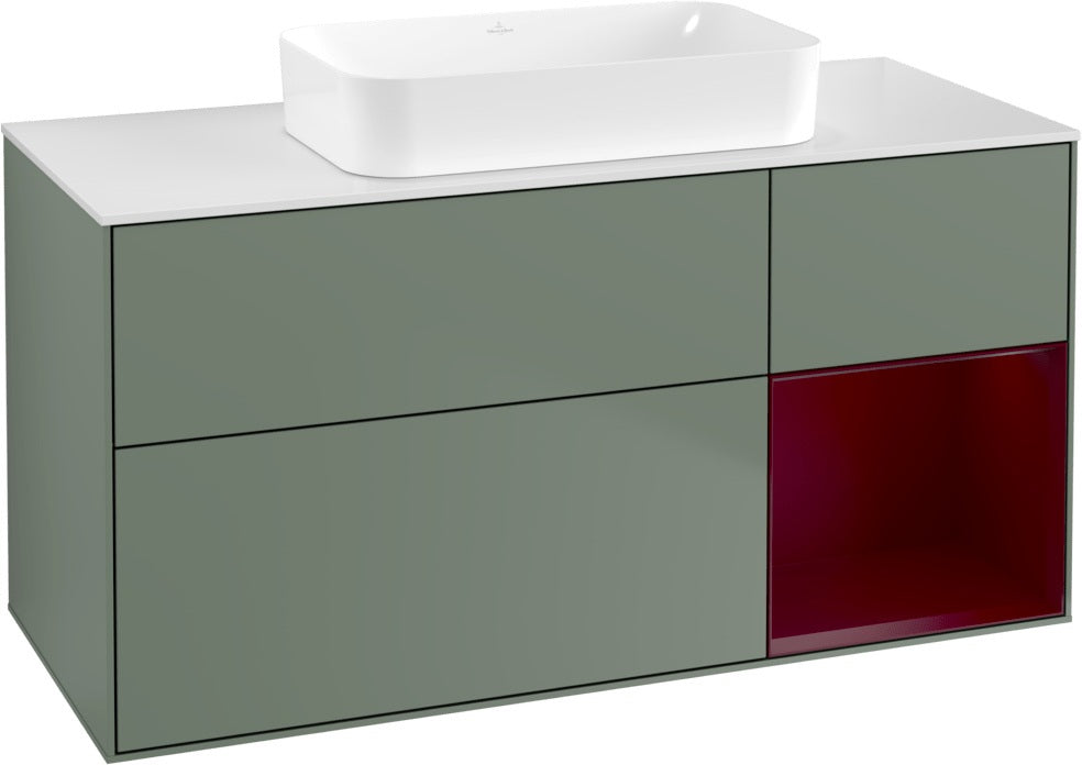 Villeroy & Boch Finion Waschtischunterschrank G711G Black Matt Lacquer 1200 mm mit Beleuchtung