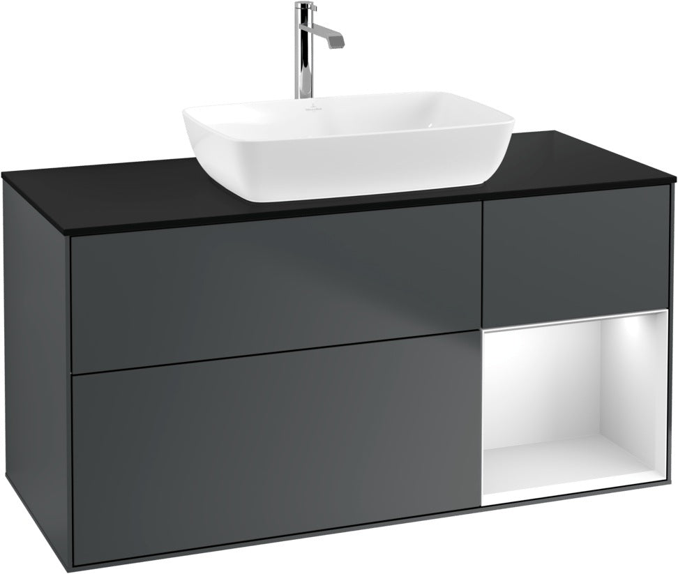 Villeroy & Boch Finion Waschbeckenunterschrank 1200 mm Glossy White Lacquer mit Beleuchtung