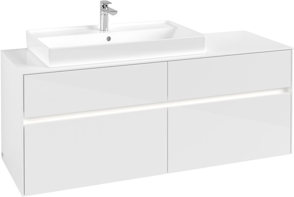 Villeroy & Boch Waschtischunterschrank Collaro C089 B0 1400 mm Glossy White mit LED-Beleuchtung