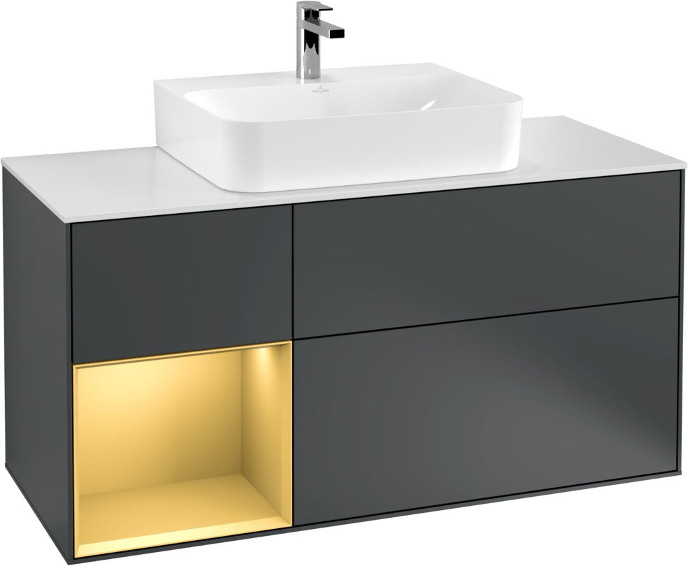 Villeroy & Boch Finion Waschtischunterschrank G161G 1200 mm Glossy White Lacquer mit LED-Beleuchtung