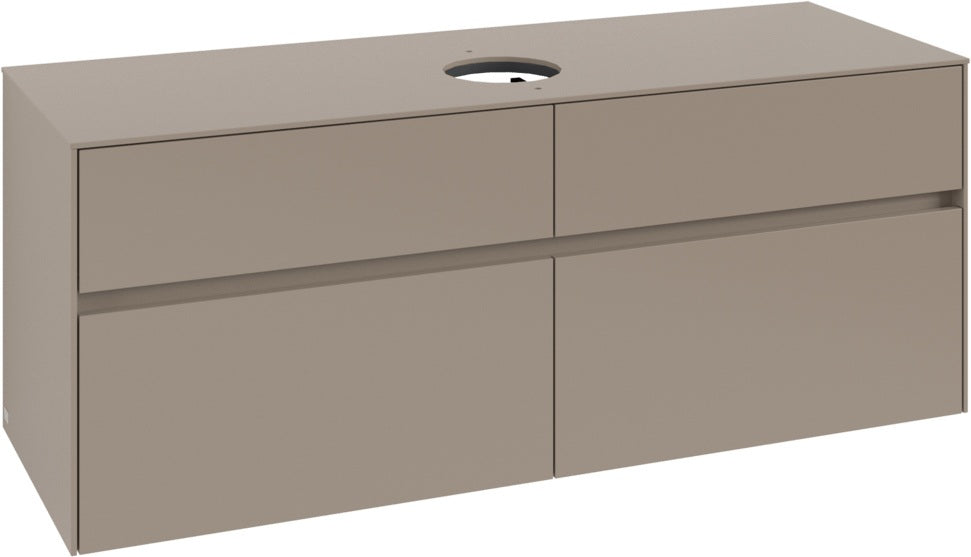 Villeroy & Boch Waschtischunterschrank Collaro C045 B0 1400 mm Taupe mit Beleuchtung und SoftClosing