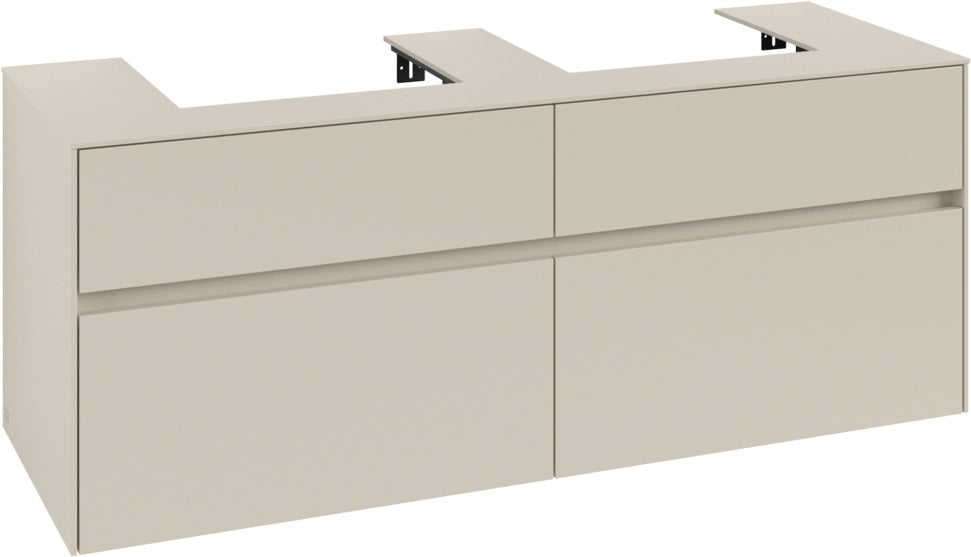 Villeroy & Boch Collaro Waschtischunterschrank 1400 mm mit LED-Beleuchtung und 4 Auszügen in Soft Grey