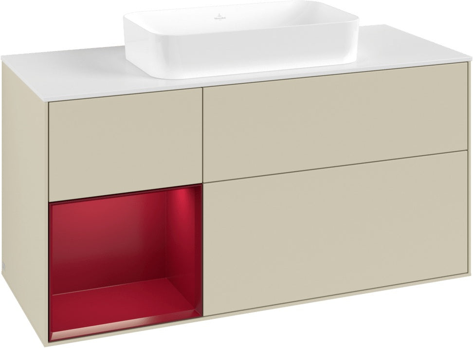 Villeroy & Boch Finion Waschbeckenunterschrank 1200 mm Walnut Veneer mit Beleuchtung