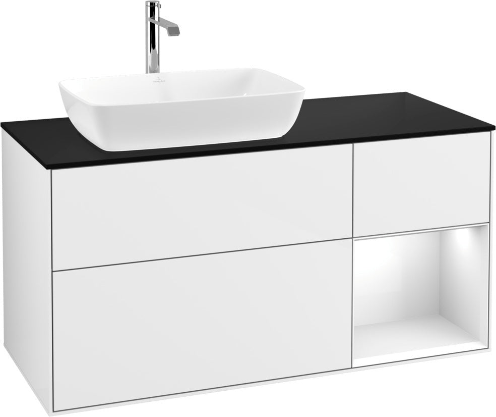 Villeroy & Boch Finion Waschtischunterschrank 1200 mm Glossy White mit Beleuchtung und SoftClosing