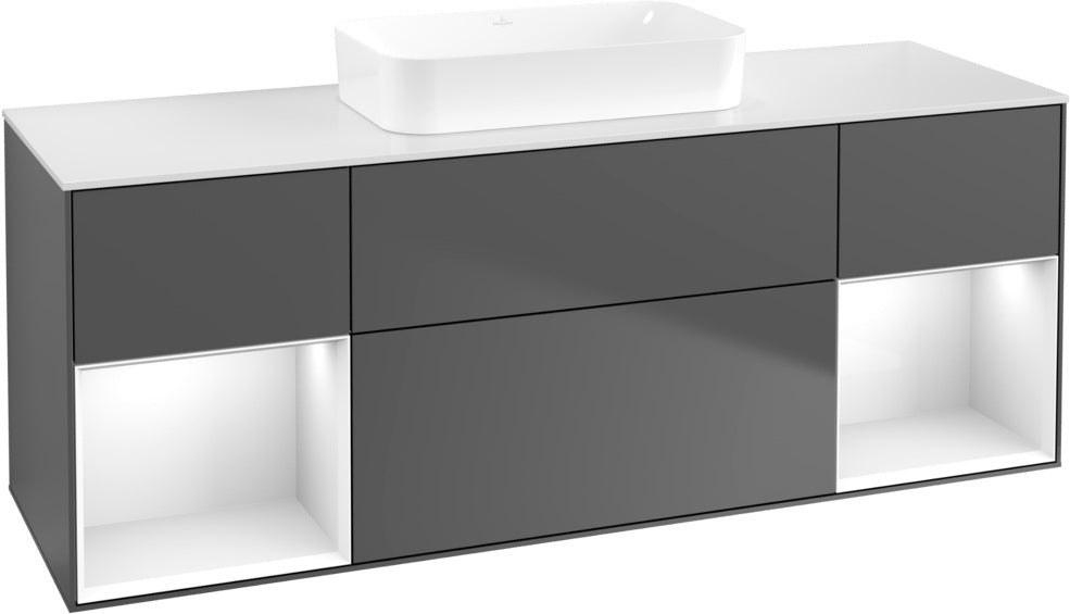 Villeroy & Boch Finion Waschtischunterschrank 1600 mm Glossy White Lacquer mit Beleuchtung