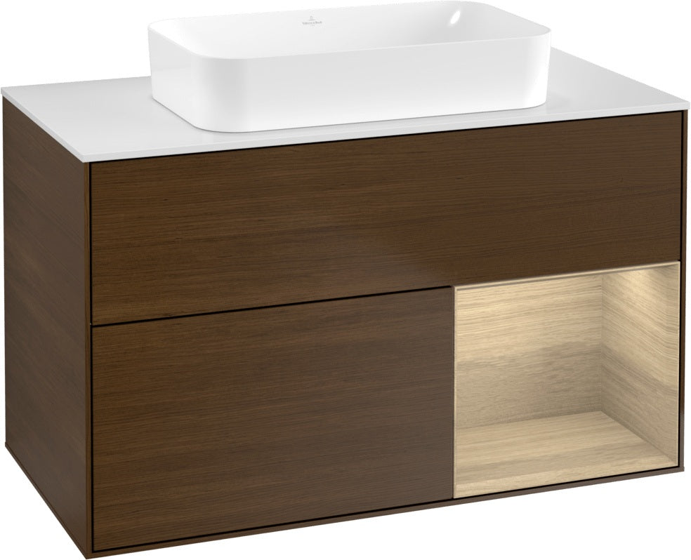 Villeroy & Boch Finion Waschtischunterschrank 1000 mm Glossy White Lacquer mit LED-Beleuchtung