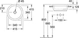 Villeroy & Boch Architectura Einbauwaschtisch 415 mm weiß mit Überlauf