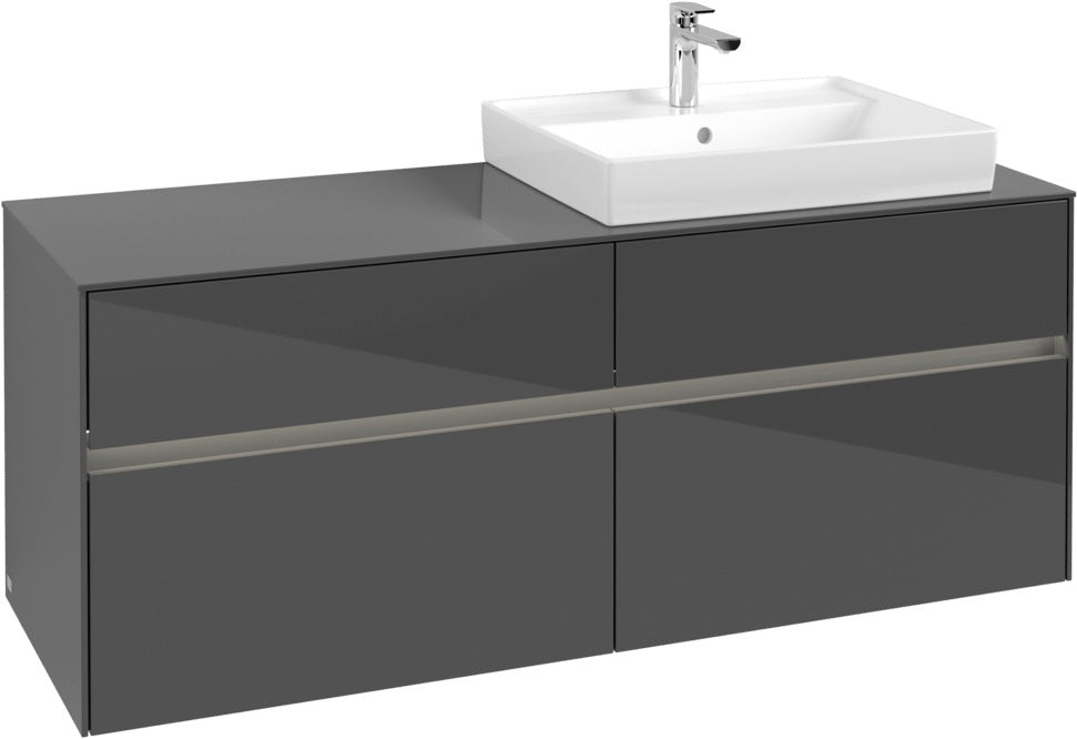 Villeroy & Boch Waschbeckenunterschrank Collaro C086 B0 1400 mm Glossy Grey mit LED-Beleuchtung