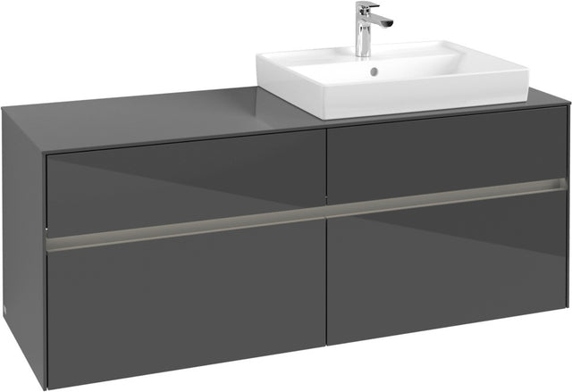 Villeroy & Boch Waschbeckenunterschrank Collaro C086 B0 1400 mm Glossy Grey mit LED-Beleuchtung
