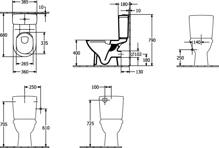 Villeroy & Boch O.novo Spülkasten 5760G1, 385x165x360 mm, Weiß Alpin, Keramik, Zwei-Mengen-Spülung