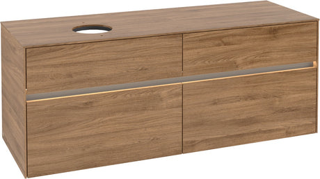 Villeroy & Boch Collaro Waschtischunterschrank 1400 mm mit LED-Beleuchtung und 4 Auszügen, White Wood
