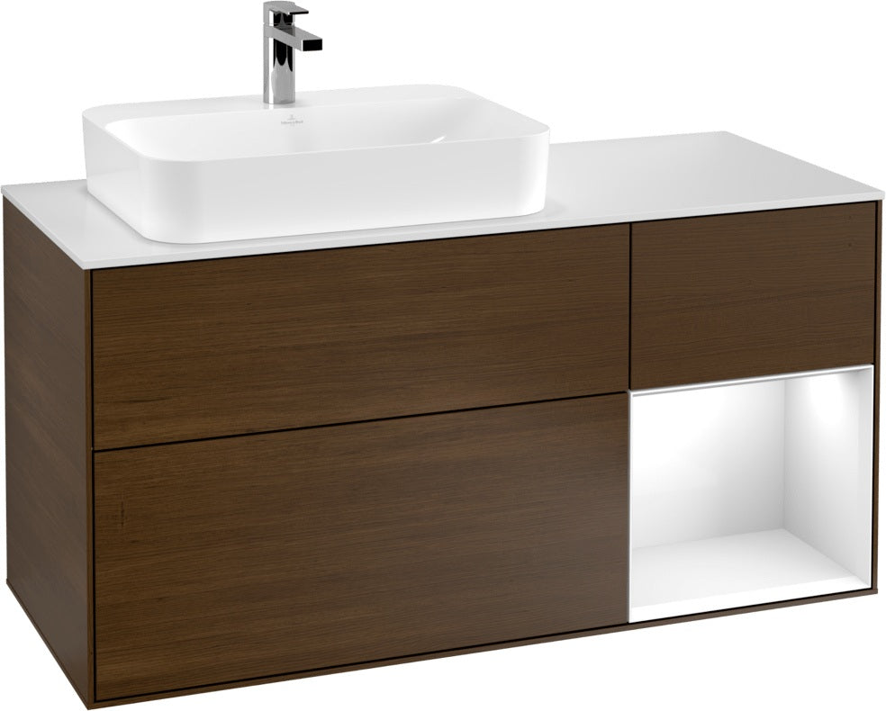 Villeroy & Boch Waschtischunterschrank Finion F401G 1200 mm Glossy White Lacquer mit Beleuchtung