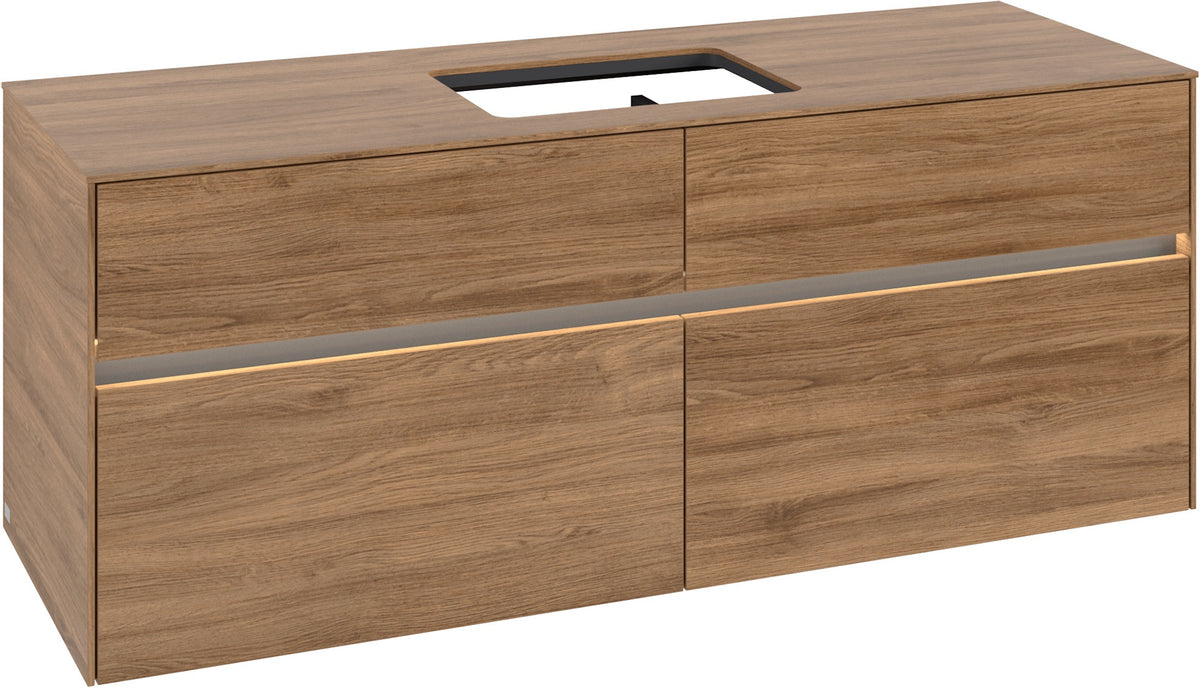 Villeroy & Boch Waschtischunterschrank Collaro C116 B0 1400 mm Kansas Oak mit LED-Beleuchtung