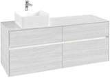 Villeroy & Boch Collaro Waschtischunterschrank 1400 mm mit LED-Beleuchtung und 4 Auszügen, White Wood