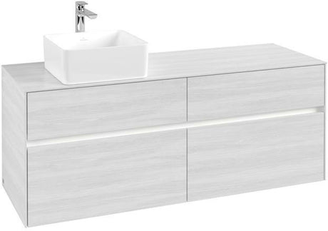 Villeroy & Boch Collaro Waschtischunterschrank 1400 mm mit LED-Beleuchtung und 4 Auszügen, White Wood