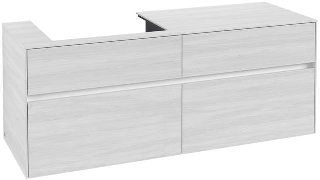 Villeroy & Boch Collaro Waschtischunterschrank 1400 mm Soft Grey mit 4 Auszügen und Becken links