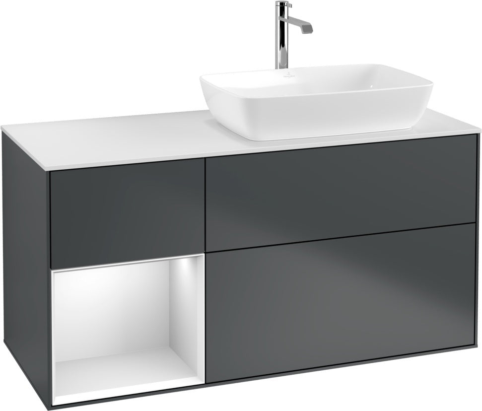 Villeroy & Boch Finion Waschbeckenunterschrank 1200 mm Glossy White Lacquer mit Beleuchtung