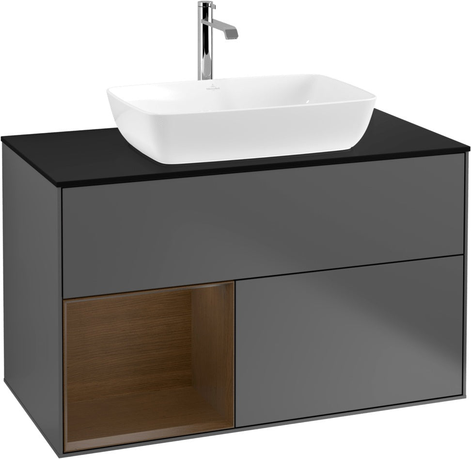 Villeroy & Boch Finion Waschbeckenunterschrank Glossy White mit Beleuchtung, 1000 mm