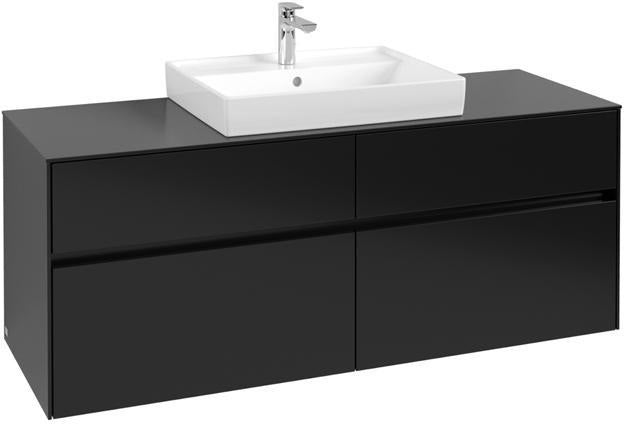 Villeroy & Boch Collaro Waschtischunterschrank 1400 mm Black Matt Lacquer mit 4 Auszügen