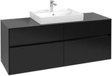 Villeroy & Boch Collaro Waschtischunterschrank 1400 mm Black Matt Lacquer mit 4 Auszügen