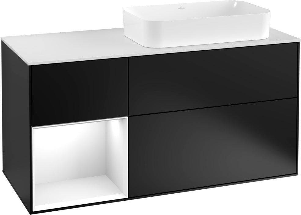 Villeroy & Boch Finion Waschbeckenunterschrank 1200 mm Glossy White Lacquer mit LED-Beleuchtung