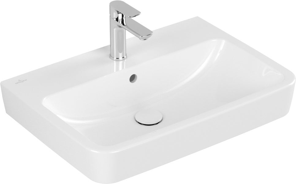 Villeroy & Boch O.novo Wandwaschbecken 650x460 mm Weiß Alpin – Eckige Sanitärkeramik mit Überlauf