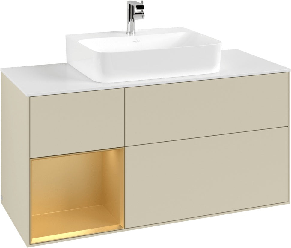 Villeroy & Boch Finion Waschtischunterschrank G161G 1200 mm Glossy White Lacquer mit LED-Beleuchtung