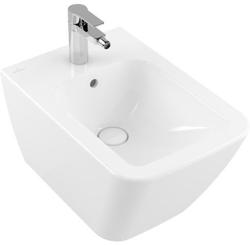 Villeroy & Boch Bidet Finion 375x320mm Rechteck Weiß Alpin CeramicPlus – Wand-Bidet mit 1 Hahnloch
