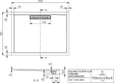 Villeroy & Boch Duschwanne SQUARO SUPER FLAT Rechteck 1200x900mm Quaryl stone white