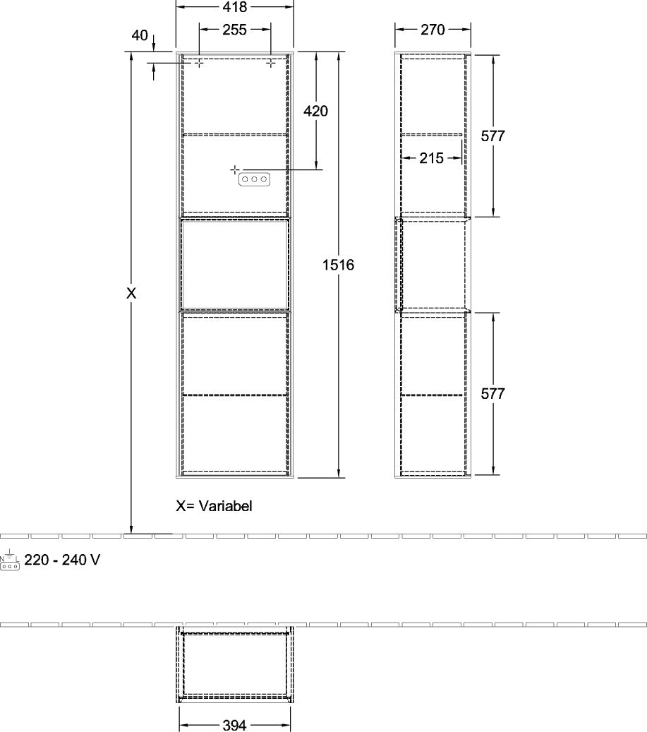 Villeroy & Boch Hochschrank Finion F460GF – 418 mm, Glossy White Lacquer, mit Beleuchtung & SoftClosing