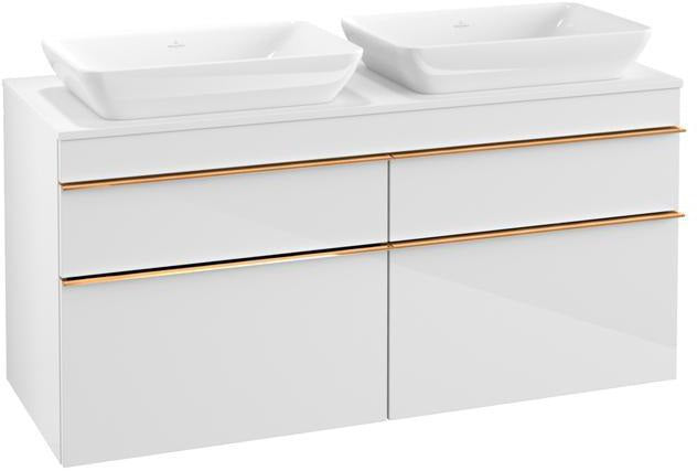Villeroy & Boch Venticello Waschtischunterschrank 1257 mm Glossy White, 4 Auszüge, für 2 Waschtische