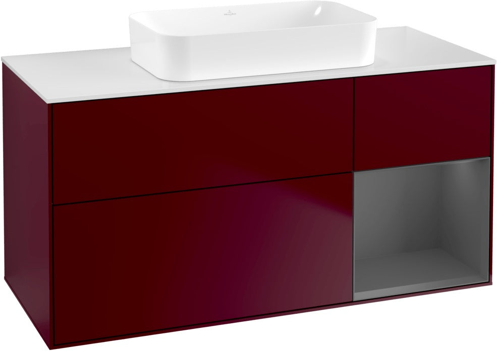Villeroy & Boch Finion Waschtischunterschrank G711G Black Matt Lacquer 1200 mm mit Beleuchtung