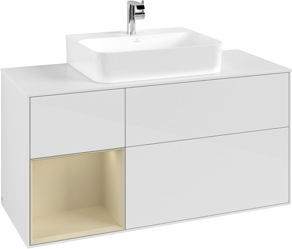 Villeroy & Boch Finion Waschtischunterschrank G161G 1200 mm Glossy White Lacquer mit LED-Beleuchtung