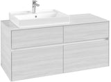 Villeroy & Boch Collaro Waschtischunterschrank 1200 mm, 4 Auszüge, Soft Grey, Becken links