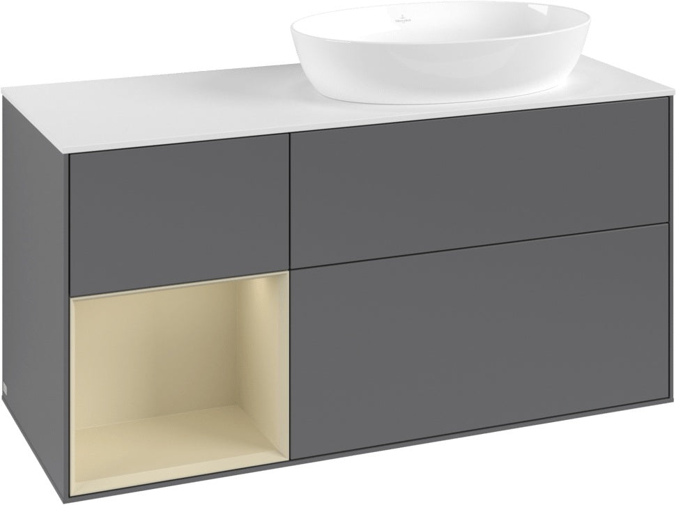 Villeroy & Boch Finion Waschtischunterschrank 1200 mm Glossy White Lacquer mit Beleuchtung