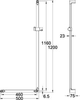 Villeroy & Boch ViCare Haltegriff 1200x500 mm verchromt mit Brausehalter, 90° abgewinkelt