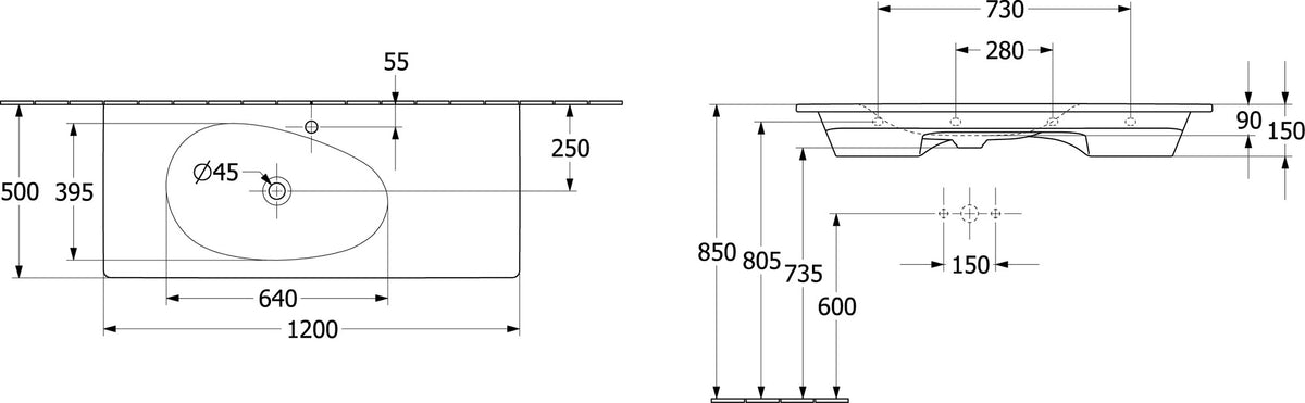 Villeroy & Boch Antao Schrankwaschtisch 800 mm Almond CeramicPlus – Wandmontage, TitanCeram, ohne Überlauf