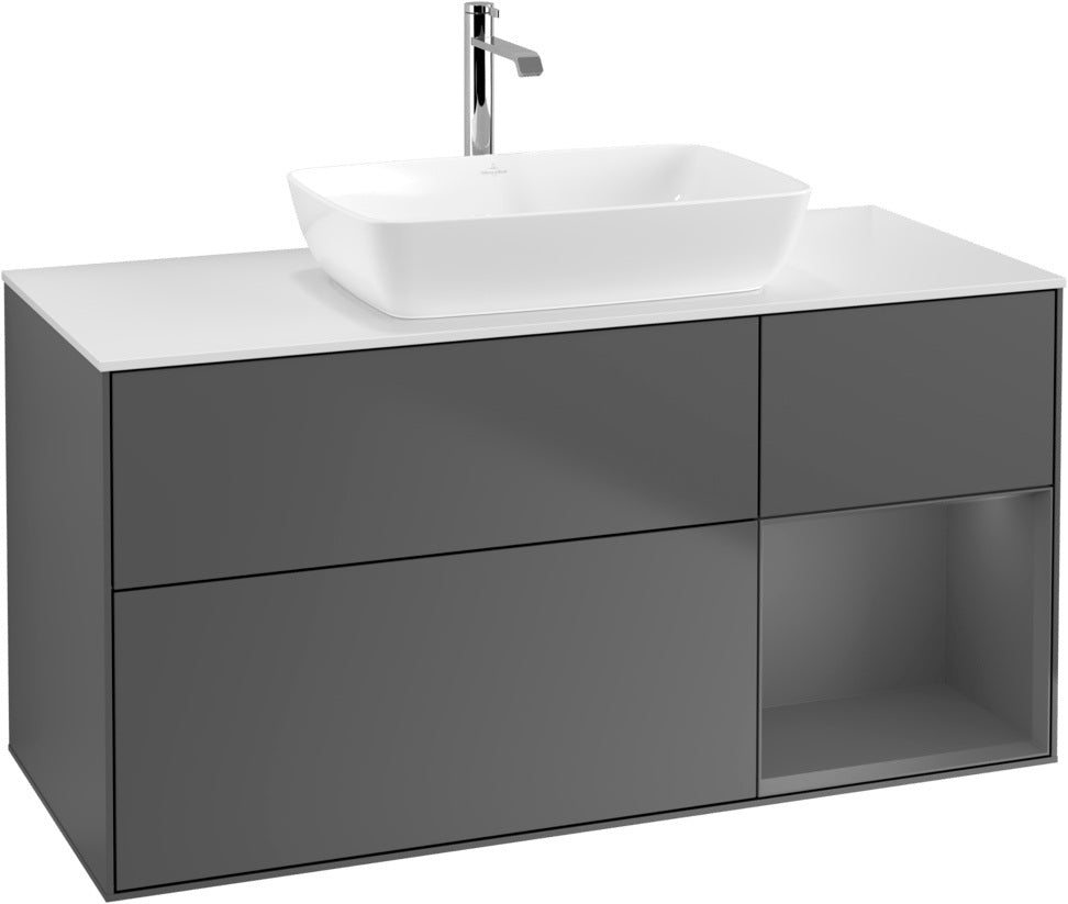Villeroy & Boch Waschtischunterschrank Finion G831G 1200 mm Glossy White Lacquer mit Beleuchtung