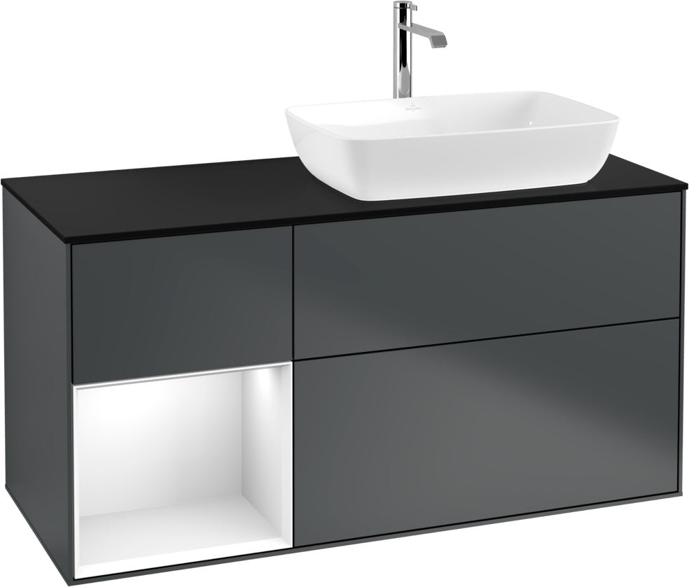 Villeroy & Boch Finion Waschtischunterschrank 1200 mm Glossy White Lacquer mit Beleuchtung